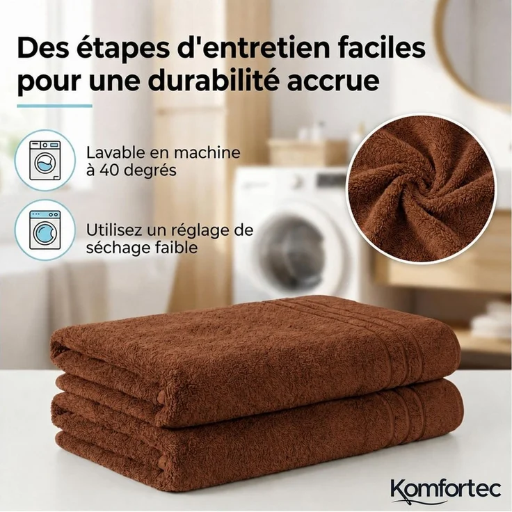 Komfortec Saunatuch 100x200 cm Badetuch aus 100% Baumwolle, Frottee (1-St), extra Große, Schnelltrocknend – Bild 4
