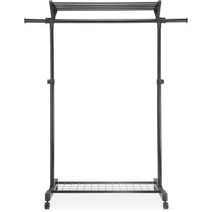 IDIMEX Garderobenständer VIDA, Kleiderständer mit Rollen und Schuhablage, mobile Garderobe schwarz – Bild 3