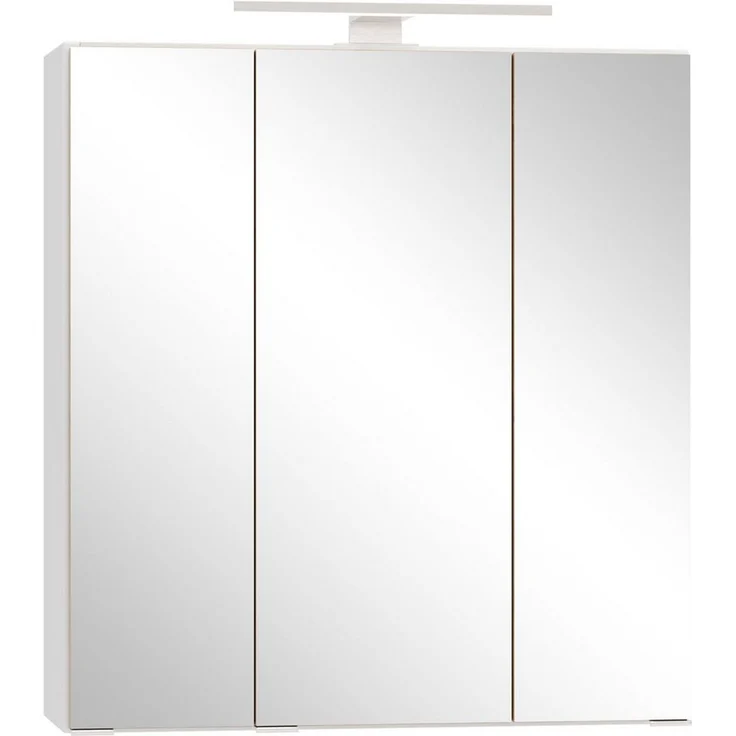 welltime Spiegelschrank TRIENT, 3D-Spiegelschrank 60 cm, gedämpfte Scharniere (Maße (B/H/T): ca. 60/64/20 cm) matt weiß/Wildeiche, gedämpfte Scharniere – Bild 3