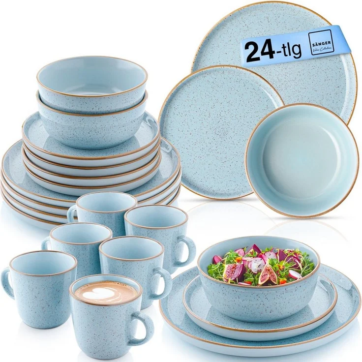 SÄNGER Tafelservice Rio Geschirrset (24-tlg), 6 Personen, Steingut, Handmade, Blau, Erweiterbar, VALUE COLLECTION – Bild 1