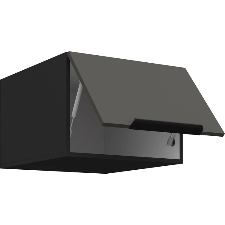 Küchen Aufsatzschrank 50 cm ARIA Graphite ultra matt + Schwarz matt, hochwertige Fronten mit Anti Fingerprint Beschichtung Küchenzeile Küchenblock – Bild 3