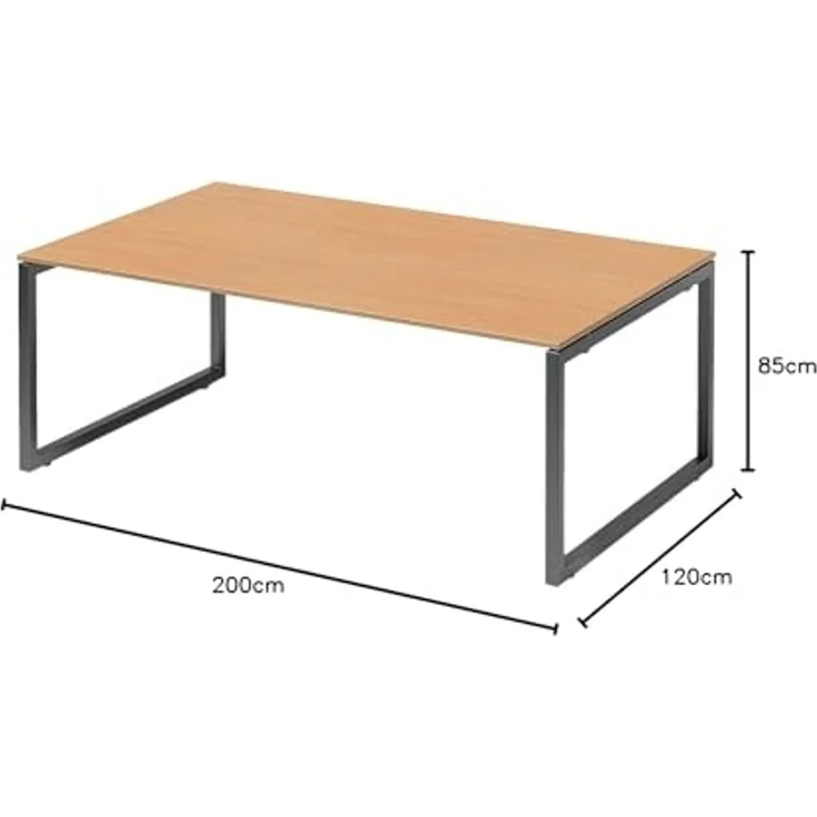BISLEY Cito Chefarbeitsplatz/Konferenztisch, 740 mm höhenfixes O-Gestell, Metall, Bc334 Dekor Buche, Gestell Anthrazitgrau, 120 x 200 x 85 cm – Bild 2
