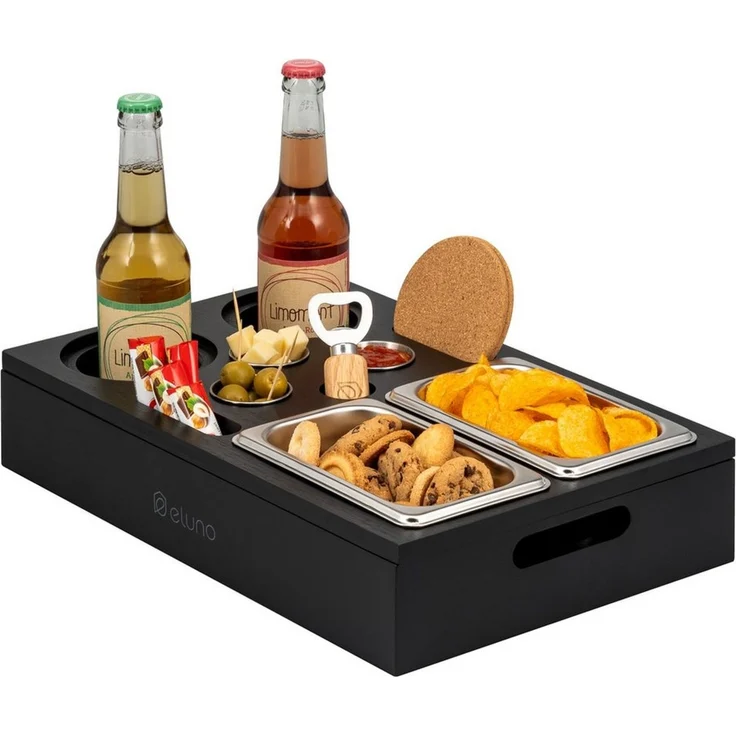 eluno Snackschale Couchbar mit abnehmbarem Deckel aus Bambus – Bild 5