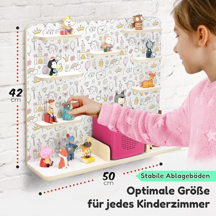 stadtecken Holzregal für Musikbox I Geeignet für die Toniebox und ca. 50 Tonies I Perfekte Tonie Aufbewahrung im Kinderzimmer I Zum Aufstellen oder Aufhängen (Magie, Groß) – Bild 3