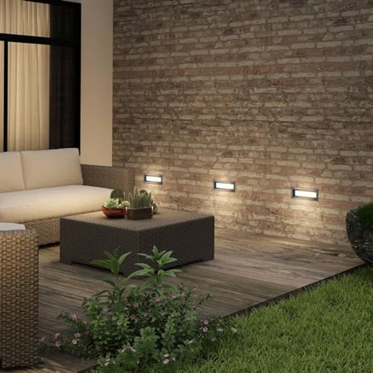 Lucande LED Wandleuchte Lachlain, moderne Alu Wandeinbauleuchte für Außen mit IP65 Schutz, 1 flammig für Terrasse, Balkon & Garten – Bild 3