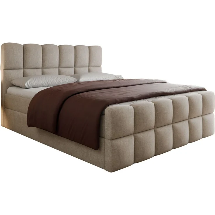 Compleo Boxspringbett "ARIA" Kontinentalbett im Wolkenbett-Design (von 120 bis 200x200 cm), gepolstertes Doppelbett mit hohem Kopfteil, Bonell H3 – Bild 4