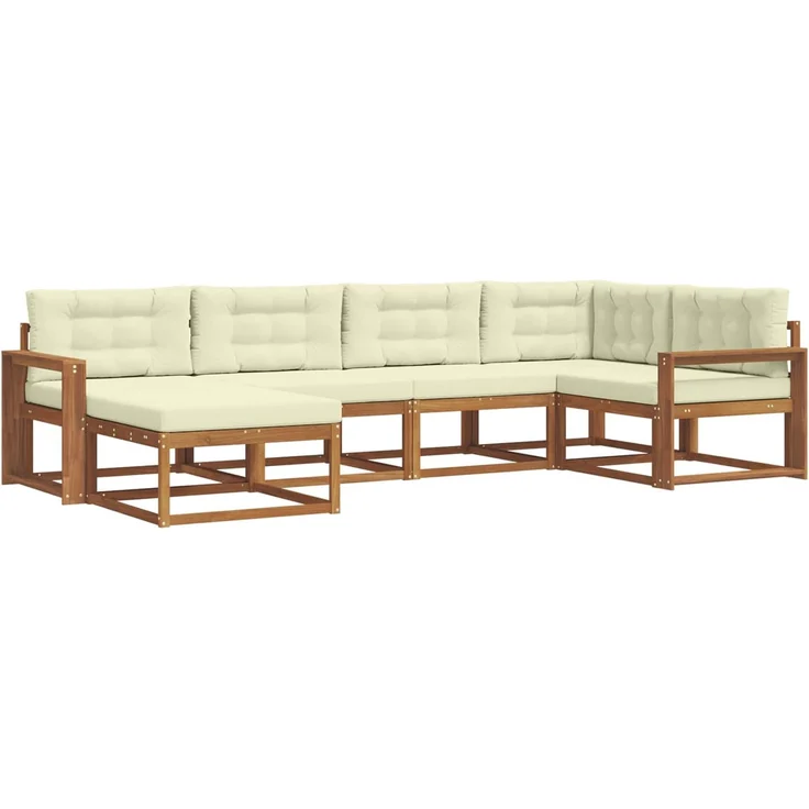 vidaXL Outdoor-Sofagarnitur 6 stk. 6-Sitzer Natur und Creme 3367828 – Bild 2