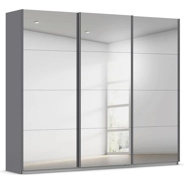 Rauch Möbel KULMBACH, Schwebetürenschrank, Grau metallic, Breite 271 cm