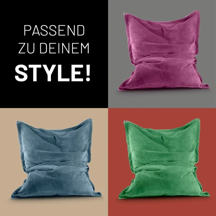 Lumaland Sitzsack Classic XXL Cord | Riesen Sitzsack XXL mit Softer Rippenstruktur – ideal zu Cord Sofa & Sessel Indoor Bean Bag für Wohnzimmer, Schlafzimmer & Co. - 380 L, 140x180 cm – Bild 8