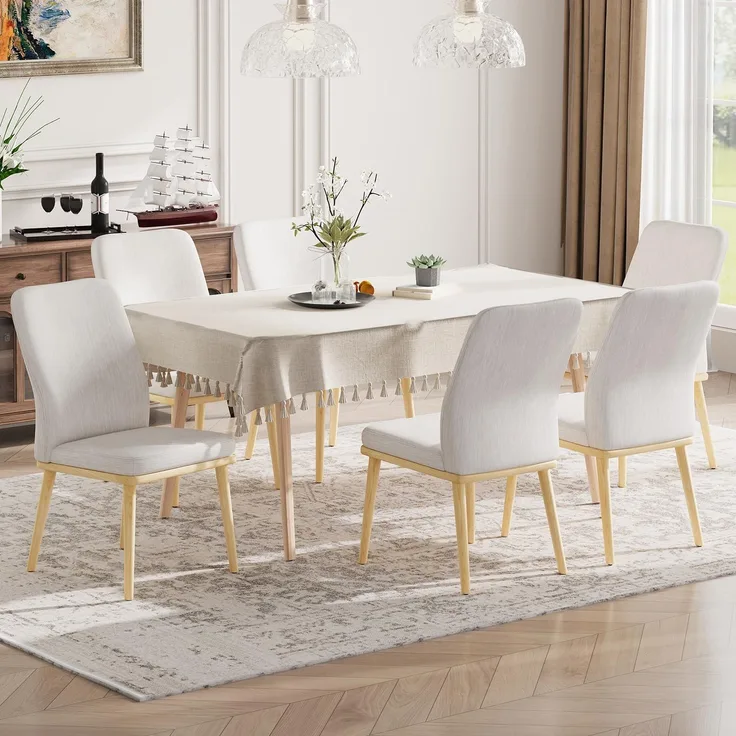 COLAMY Gepolsterte Küchenstühle, 6er Set, Moderne Esszimmerstühle mit hoher Rückenlehne, gepolsterte Esszimmerstühle mit Massivholzbeinen für Restaurant/Café/Zuhause, Grau
