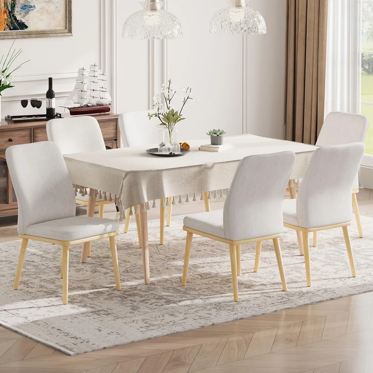 COLAMY Gepolsterte Küchenstühle, 6er Set, Moderne Esszimmerstühle mit hoher Rückenlehne, gepolsterte Esszimmerstühle mit Massivholzbeinen für Restaurant/Café/Zuhause, Grau