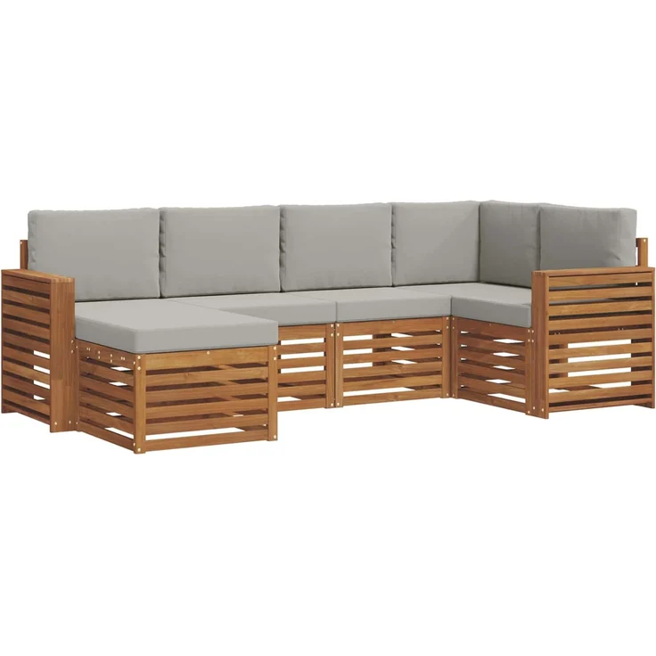 vidaXL Outdoor-Sofagarnitur 6 stk. 5-Sitzer Natur und Hellgrau 3375096 – Bild 2