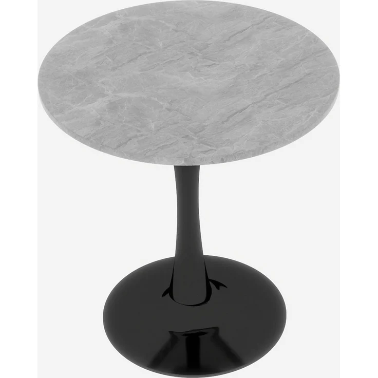Couchtisch 70cm×70cm×72cm aus Kunstmarmor, rund, modern-minimalistisch, Schwarz/Grau – Bild 6
