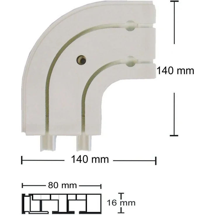 Garduna Gardinenschiene Rundbogen für Kunststoff-Gardinenschiene, 1-/2-/3-läufig, 1-läufig, gebohrt, Kunststoff – Bild 2