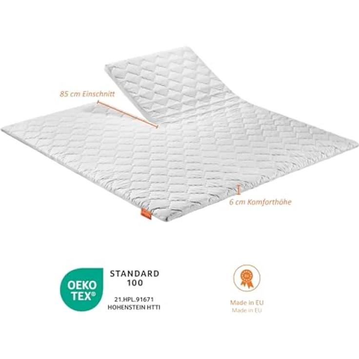 sleepling, Topper aus Kaltschaum, orthopädische Matratzenauflage, 6 cm hoch, Kaltschaum, mit 2-tlg. Kopfteil, Matratzentopper, Boxspringmatratzen und Boxspringbett geeignet – Bild 2