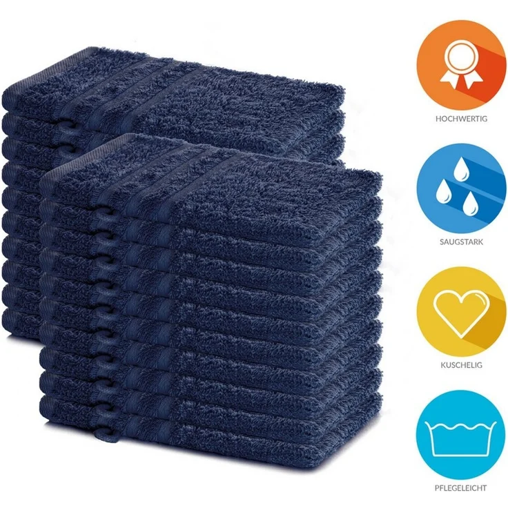Lavea Waschhandschuh 20er Set Waschhandschuhe, 15 x 21 cm, Elena-Frottierserie, Waschlappen, (20-St), 500 g/m² Frottier, weich & saugstark, pflegeleicht – Bild 2