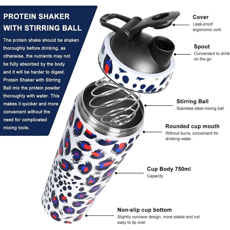 Protein Shaker Edelstahl 750ml mit Skala und Kugel Weiß BPA-frei – Bild 5