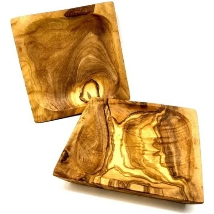 Olivenholz-erleben Servierschale Knabberschale ECKIG (ca. 13 x 13 cm) aus Olivenholz, (1-tlg), handgefertigt, schöne Maserung – Bild 4