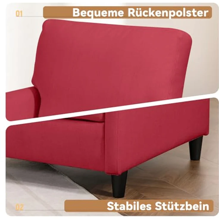 COMHOMA Relaxsessel Fernsehsessel TV-Sessel Loungesessel Wohnzimmer Einzelsofa, mit Weicher Memory-Schaum Leinenbezug – Bild 6