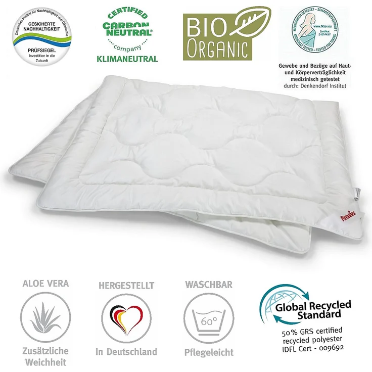 Paradies Royal Satin Bio 4 Jahreszeiten Bettdecke medium warm 155x220 – Bild 2