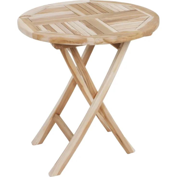 Gartentisch MERLE klappbar rund - Teak, Natur, 70x70x75cm | Klapptisch Esstisch Wetterfest Outdoor Tisch