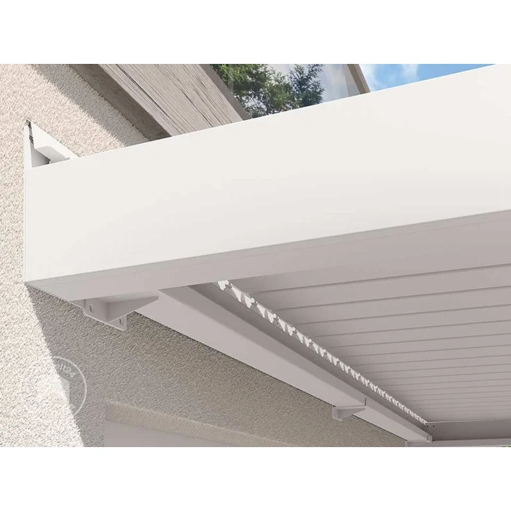PRIMEYARD Terrassenüberdachung 3x4 m Aluminium-Pfosten mit Lamellendach aus Alu weiße Anbau-Pergola – Bild 6