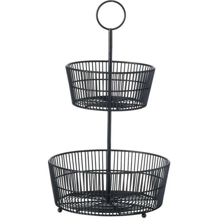Dekorative schwarze Etagere GEA, zwei Ebenen, H. 44 cm