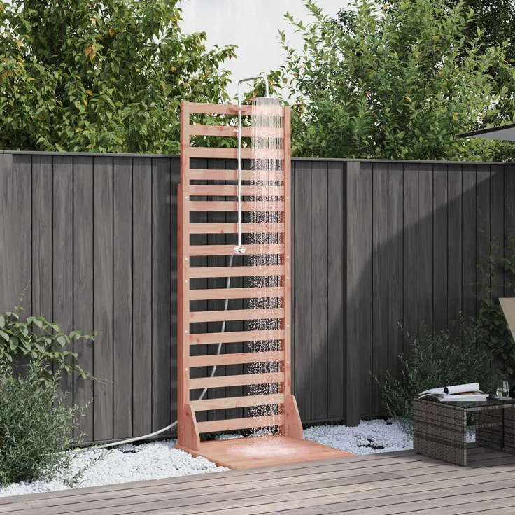 vidaXL Gartendusche 225 cm Massives Douglasholz und Edelstahl Natur 886350