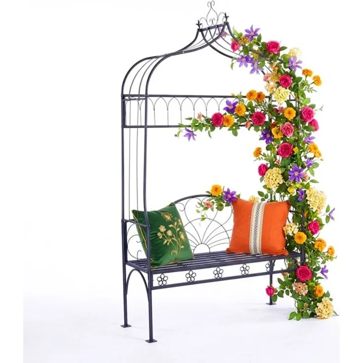 Relaxdays Rosenbogen mit Gartenbank