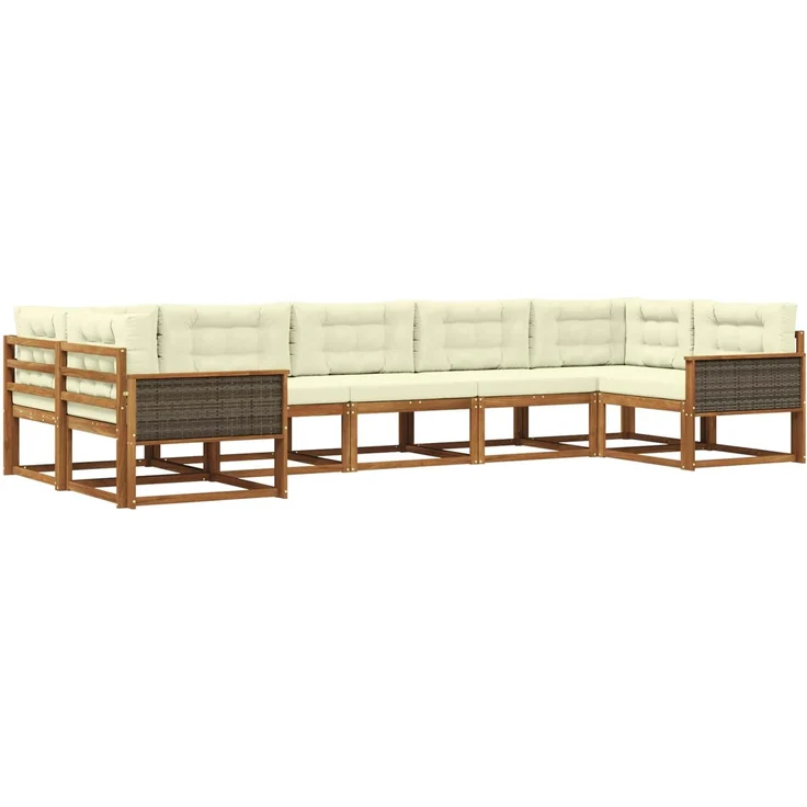 vidaXL Outdoor-Sofagarnitur 7 stk. 7-Sitzer Natur und Creme 3382858 – Bild 2
