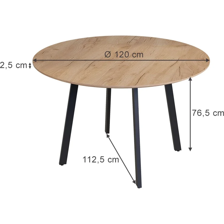 Esstisch Halvar Schwarz 120x120 cm Vicco – Bild 2