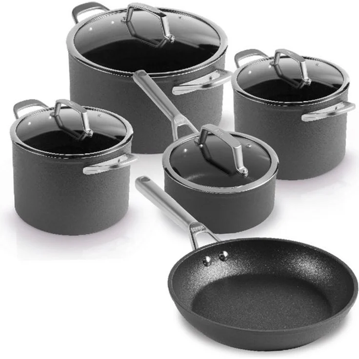 NINJA Topf-Set Ninja ZEROSTICK Premium 5-teiliges Topf- und Pfannen-Set C35005DE, Aluminium (Set, 5-tlg, Je 1 Kochtopf Ø 18,20,24 cm, 1 Stieltopf Ø 16 cm, 1 Bratpfanne Ø 24cm), Premium Kollektion, ZEROSTICK Technologie, garen ohne Fett – Bild 4