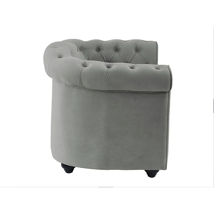Vente-unique - CHESTERFIELD - Sessel mit gerader Rückenlehne - Holz, Platte - Holz - Hellgrau - 82 x 78 x 72 cm – Bild 6
