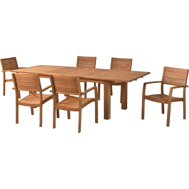 MERXX Garten-Essgruppe »Batavia«, (Set, 7-tlg, Tisch doppelt ausziehbar: 100x180/220/260x75 cm), moderne Landhausoptik in warmen Holznuancen – Bild 5
