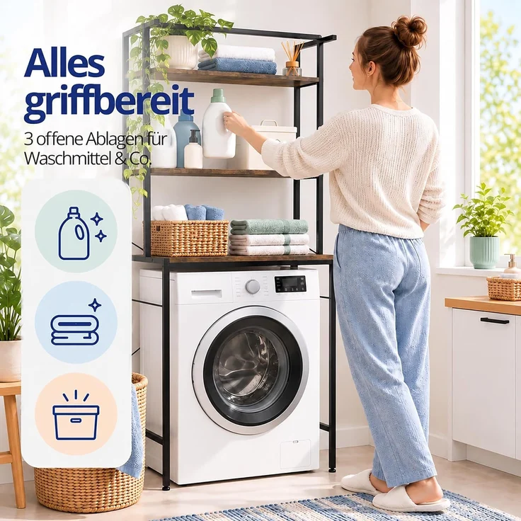 Relaxdays Waschmaschinenregal 3 Ablagen – Bild 5