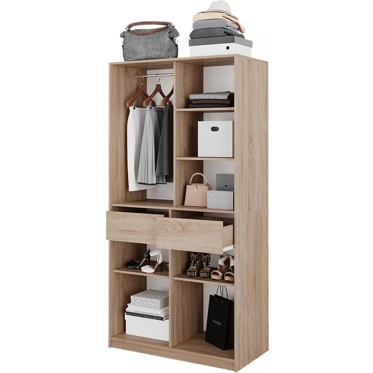Kleiderschrank Elmo Sonoma 100 x 200 cm mit 2 Schubladen Vicco – Bild 7