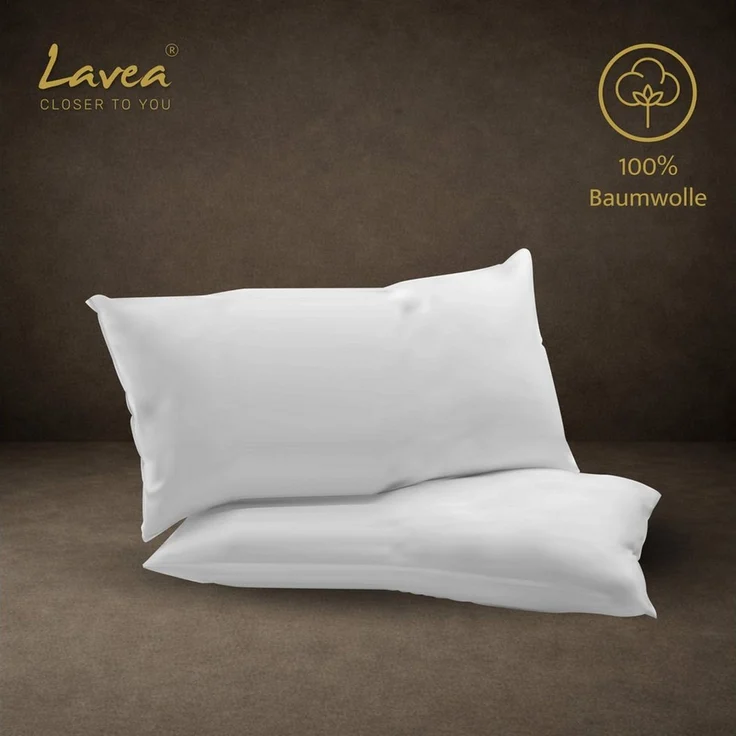 Lavea Kissenbezug 2er Set 100% Baumwolle flauschig, Jasmin, Kissenhülle, Kissenbezüge, (2 Stück), pflegeleicht, langlebige Qualität, mit Reißverschluss – Bild 4