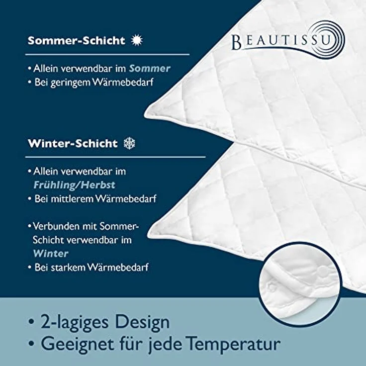 Beautissu BeauNuit JD Bettdecke 4 Jahreszeiten 155x220 cm – Bild 4