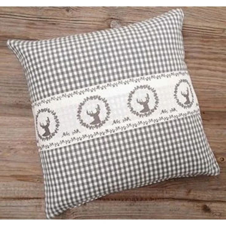 matches21 HOME & HOBBY Kissenbezüge Kissen-Bezug 30x30 cm Hirsch Landhaus-Stil grau weiß Baumwolle, (1 Stück), Wohnzimmer Kissen-Hülle als Deko-Kissen Zier-Kissen Sofa-Kissen – Bild 6