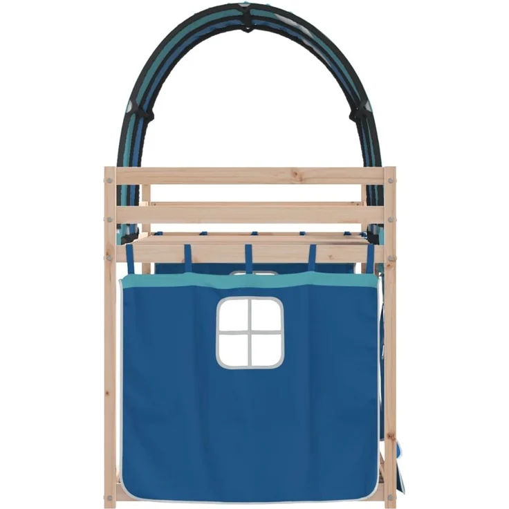 vidaXL Etagenbett mit Vorhängen Blau 90x190 cm Massivholz Kiefer 3284028 – Bild 3