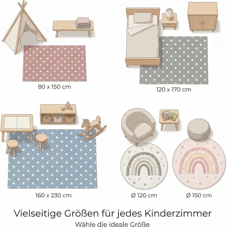 Jimri Kinderteppich Happy Friends Teppich für Kinderzimmer, Kinderteppich Bär Hase Panda, Rechteckig – Bild 7