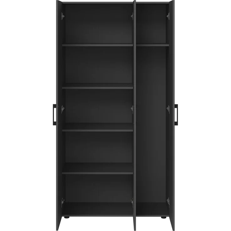 Bellamio 'Apol' Mehrzweckschrank, schwarz, 176x33x90 cm, Putzschrank mit 3 Türen und 5 Regalen, Besenschrank mit Staubsaugerfach – Bild 10