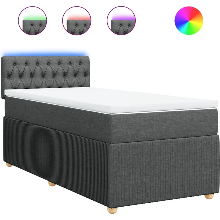 vidaXL Boxspringbett mit Matratze Dunkelgrau 80x200 cm Stoff 3289591 – Bild 2