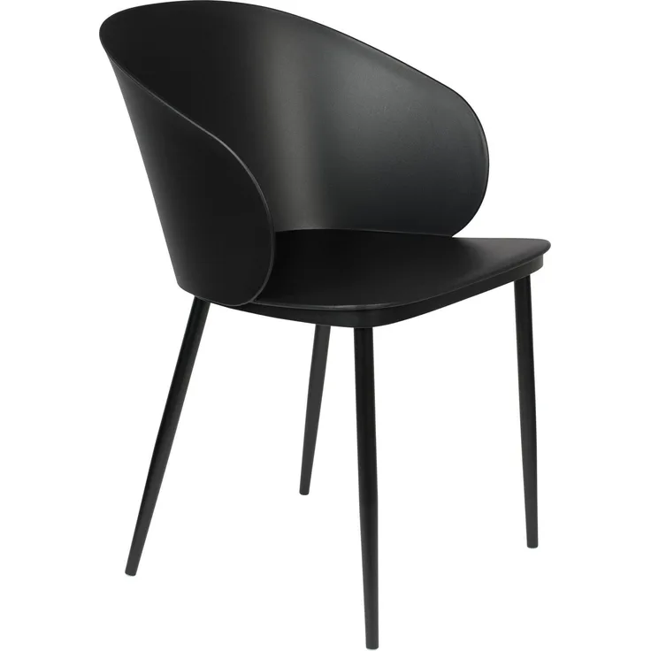 Esszimmerstuhl Gigi im 2er-Set, Schwarz mit Gestell aus Stahl 57x53,5x81 cm
