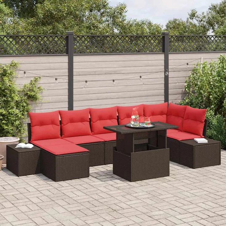 vidaXL Gartensofa-set 8 stk. Braun Poly-Rattan 3357967
