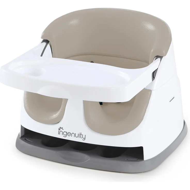 Ingenuity 2 in 1 Sitzerhöhung Stuhl, Babysitzerhöhung & Kleinkindersitz mit abnehmbaren Tablett, Essen & Fütterung Sitz für Kleinkinder, leicht zu reinigen, ideal für unterwegs, Beige, ab 6 Monaten – Bild 1