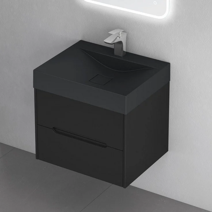 doporro Badmöbel-Set Badschrank Yoga Waschbeckenunterschrank Wandmontage Waschbecken – Bild 3