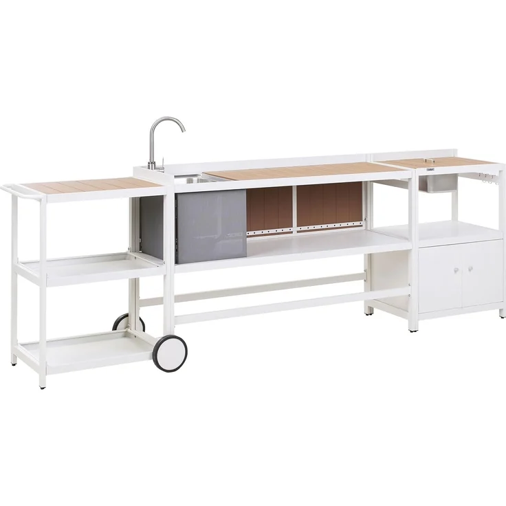 Outdoor-Küche 3er Set mit Spüle ORTISEI Metall Weiß – Bild 1