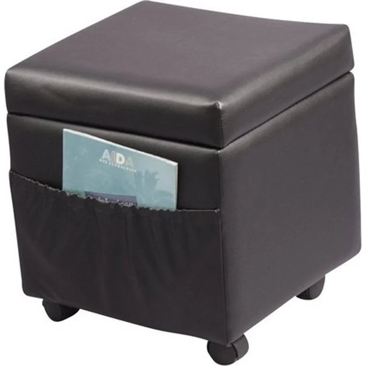 Sitzhocker mit Rollen und Stauraum, schwarz – Bild 2