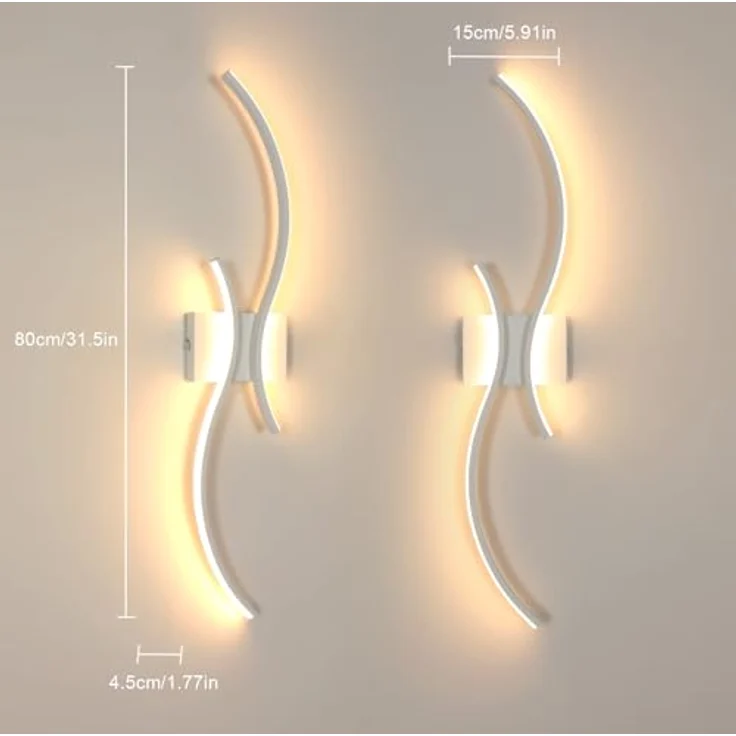 Goeco LED Wandleuchte Dimmbar, 80cm Lang Wandlampe Innen 2 Fimmige 3000K-6500K, Memory-Funktion, Modern LED Wandbeleuchtung für Flur Treppenhaus Wohnzimmer Schlafzimmer, Weiß – Bild 4
